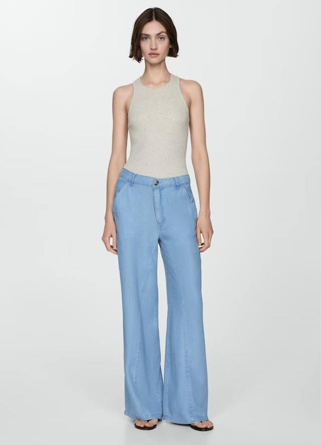 Pantalones efecto denim wide leg