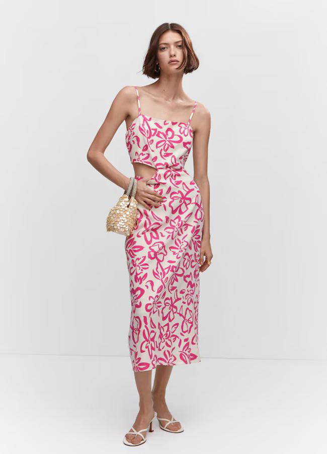 Vestido midi con estampado floral de Mango Outlet.