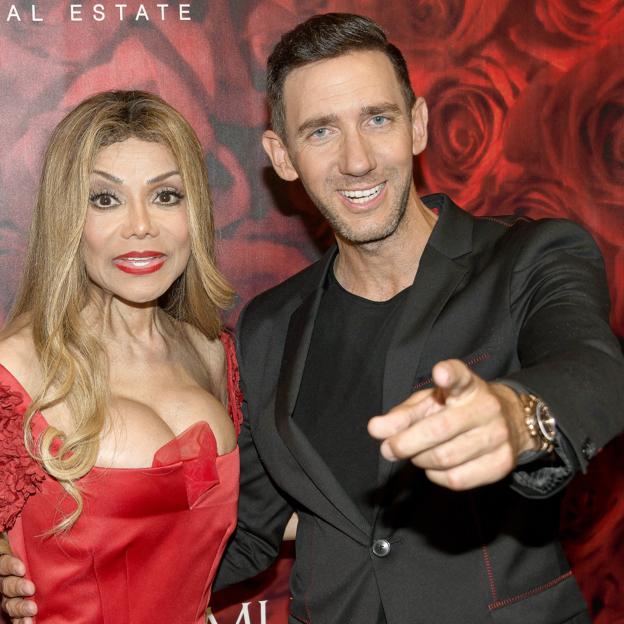 Marcel Remus junto a Latoya Jackson, en su fiesta mallorquina. 