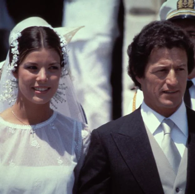 Carolina de Mónaco y Philippe Junot el día de su boda en 1978. 