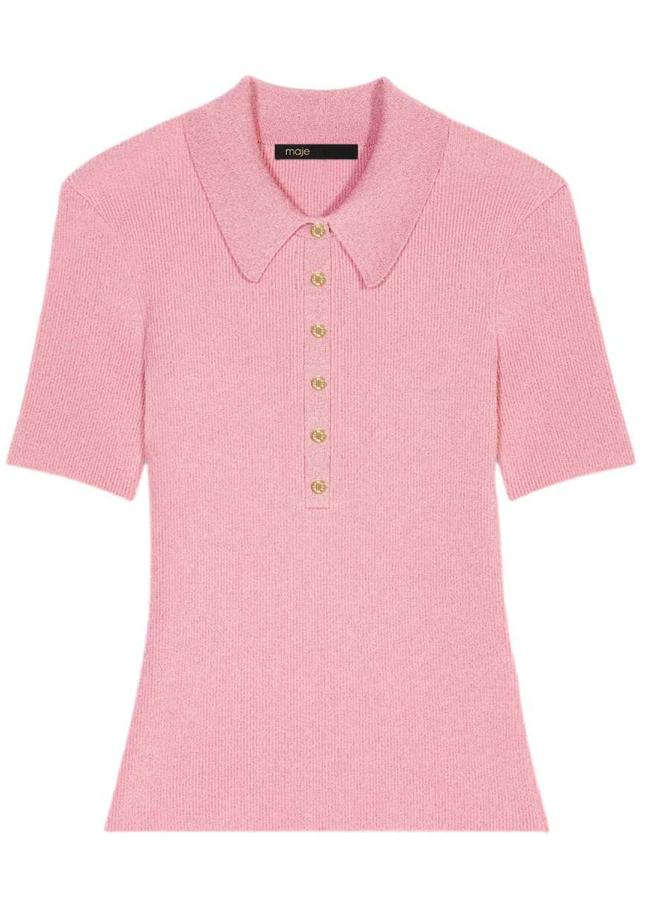 Polo de mujer de punto brillante de Maje (124€ en El Corte Inglés)