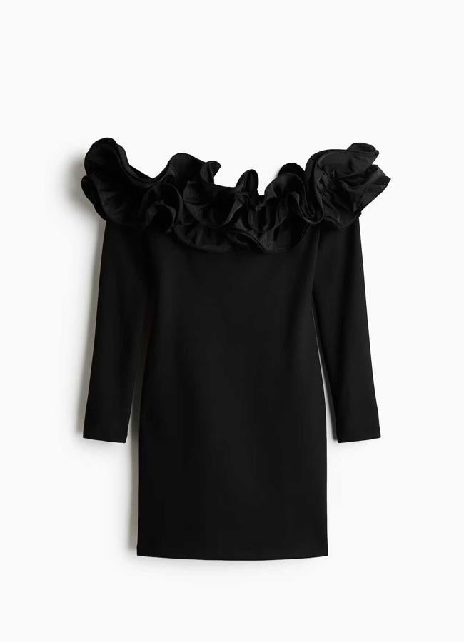 Vestido off-the-shoulder con volante (39,99€)/H&M