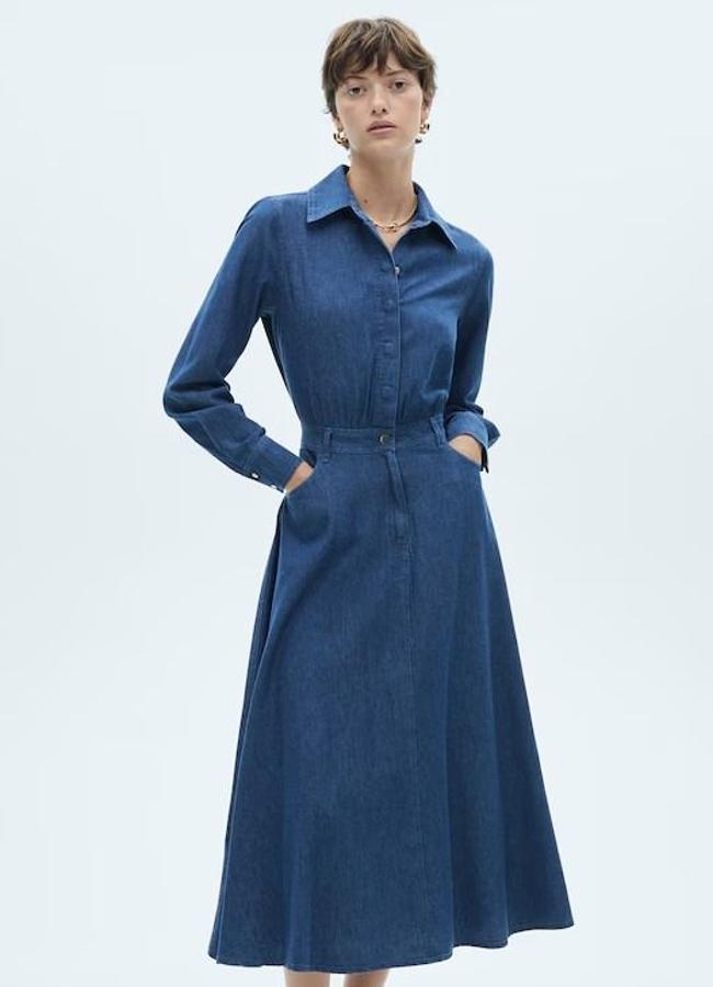 Vestido midi camisero denim