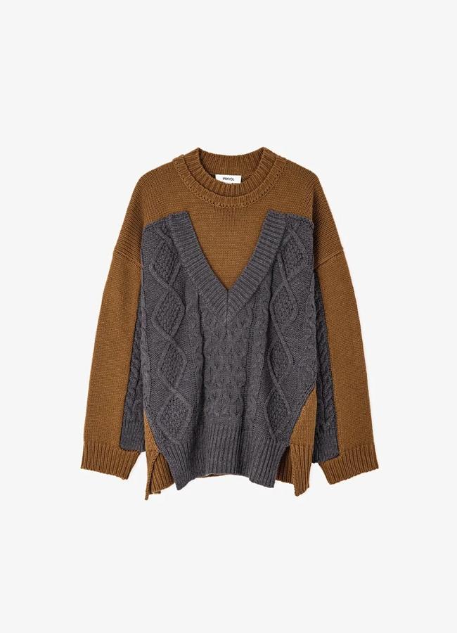 Jersey marrón y gris de Ipekyol, a la venta en Zalando, 115,17 euros.