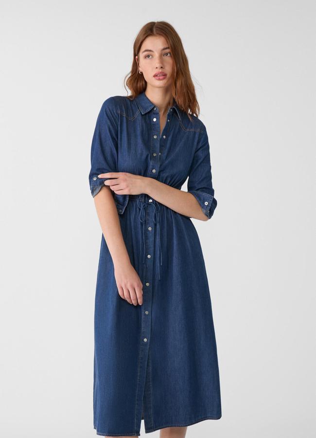 Vestido vaquero midi estilo camisero