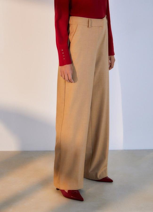 Pantalones camel wide leg