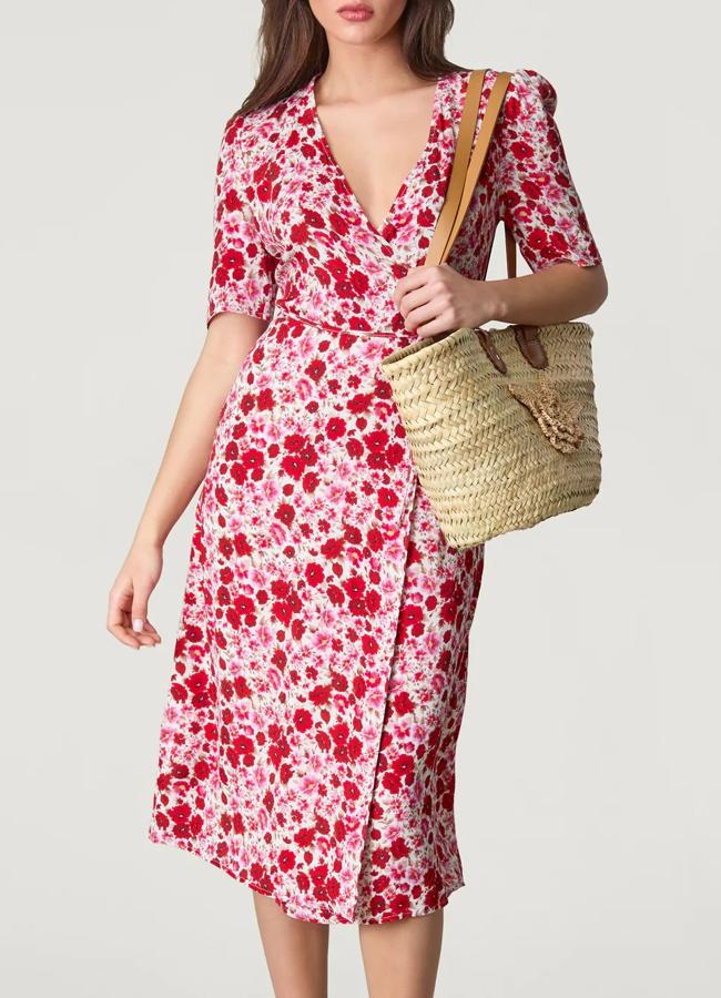 Vestido midi floral print