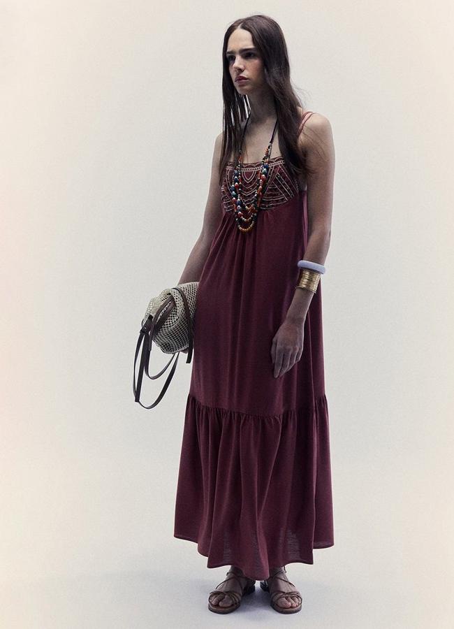 Vestido amplio con detalles bordados boho chic